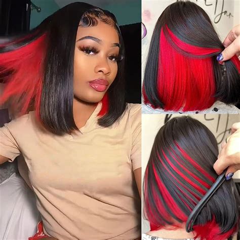 short black and red wig